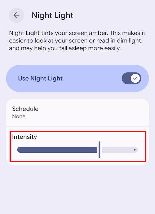 Use the Intensity slider to adjust the intensity